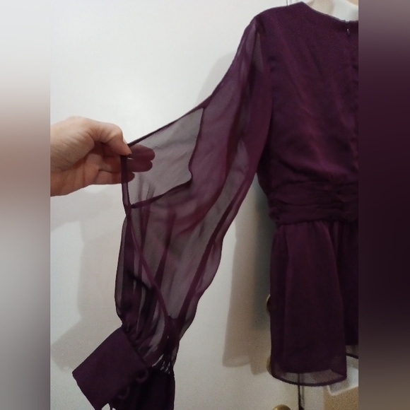 Plum blouse with chiffon split sleeves - Picture 5 of 10
